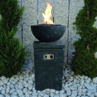 Outdoor Gas-Feuerstelle Kupe in Beton-Optik dunkelgrau, aus Faserbeton