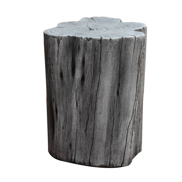 Outdoor Sitzhocker Warren in grauer Baumstamm-Optik aus Eco-Stone