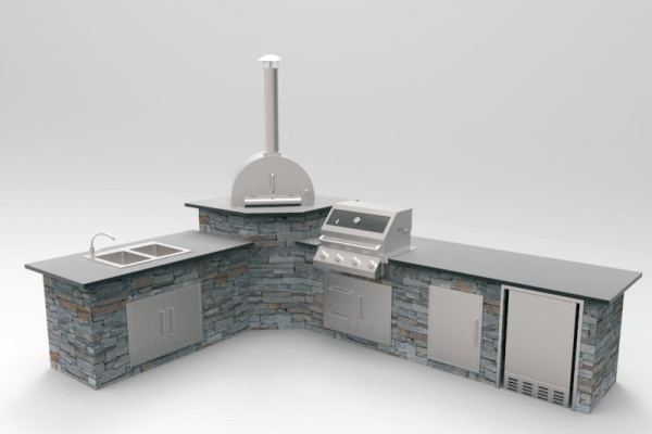 Küchenelement Modul 4 aus GRC Zwischenelement groß, B90 x T72,1 x H90 cm