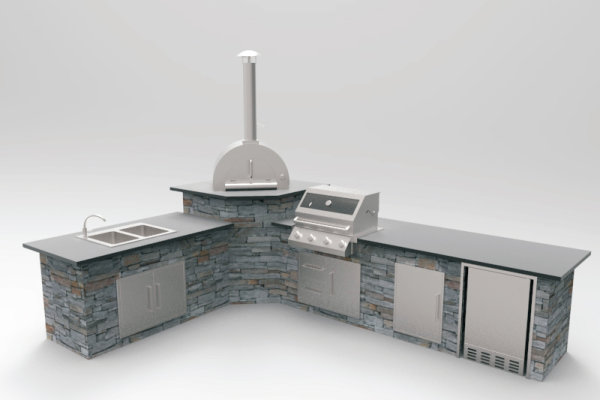 Küchenelement Modul 6 aus GRC Eckmodul, B72,1 x T72,1 x H90 cm